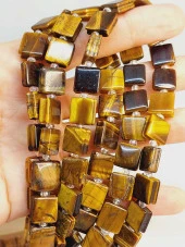 Kaplan Gözü Taşı Yandan Oyuklu Kare Kesim 10x10mm Dizi (49564) thumbnail 1