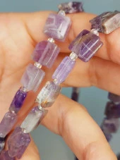 Ametist Taşı Yandan Oyuklu Kare Kesim 10x10mm Dizi (49566) - 3