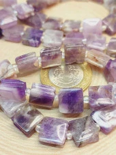 Ametist Taşı Yandan Oyuklu Kare Kesim 10x10mm Dizi (49566) - 4