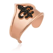 925 Ayar Gümüş Rose Desenli Eklem Yüzük thumbnail 2