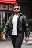 ERKEK OVERSIZE YAKALI DERİ MONT - 3