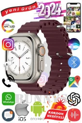 Apple iPhone 11 Pro Max Uyumlu Akıllı Saat ULTRA MAX 2024 Kordon Hediyeli Amoled Ekran - 1