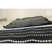 Space Oto Kilim Minder Siyah-Beyaz-Lacivert Desenli 3'lü Takım PREMİUM thumbnail 1