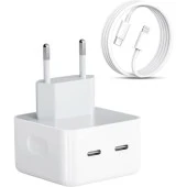 Apple İphone Usb-c - Lighting - 35w Hızlı Şarj Cihazı Çift Çıkışlı Aynı Anda 2 Cihaz Şarjı İmkanı. - 2