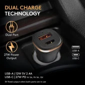 Duracell Car Charger Type-C PD18W +2.4A Black - 3
