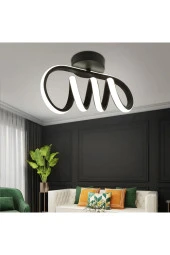 Livora Lighting Burgu Siyah Tavana Sıfır Günışığı Led Avize - 1