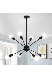 Livora Lighting Mia 8 Li Siyah Modern Kirpi Avize - 1