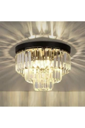 Livora Lighting Retro Siyah Kristal Taşlı Modern Salon Yatak Odası Lüks Plafonyer Avize - 1
