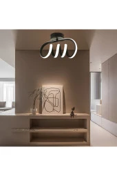 Livora Lighting Burgu Siyah Tavana Sıfır 3 Renk Işıklı Led Avize - 4