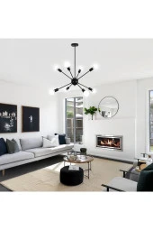 Livora Lighting Mia 8 Li Siyah Modern Kirpi Avize - 5