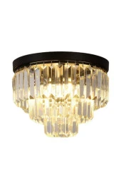 Livora Lighting Efsane 40 Lık Kristal Taşlı Siyah Modern Salon Avize - 1