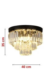 Livora Lighting Efsane 40 Lık Kristal Taşlı Siyah Modern Salon Avize - 3