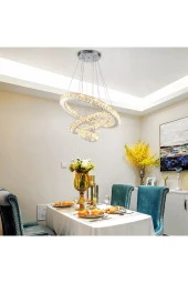 Livora Lighting Alfa Kristal Taşlı 3 Kademeli Modern Ledli Salon Avize - 2