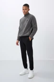 Tommy Life Siyah Fermuar Cepli Standart Kalıp Jogger Erkek Eşofman Alt - 84651 - 1