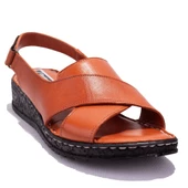Dagoster DZA07-60021036 Taba Günlük Ortopedik Deri Kadın sandalet - 1