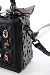 Elatae Kadın Omuz Askılı Taşlı Abiye Günlük El Çantası Siyah 17131 thumbnail 6