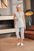Mecit 5219 Mavi  Hamile Lohusa Kapri Pijama Takım - 1