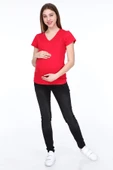 IŞŞIL 3158-V Yaka Kısa Kol Hamile T-Shirt thumbnail 2