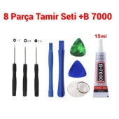 Telefon Ekran Açma Seti Tamir Kiti 8 Parça Sökme - Takımı+B7000 (432042630) - 1