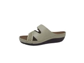 Zerhan 2354 Kadın Krem Cırtlı Günlük Kullanım Dolgu Topuk Terlik thumbnail 3