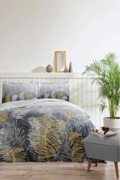 Özdilek Çift Kişilik Ranforce Nevresim Takımı Golden Palm Gri - 1