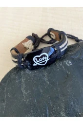 AYARLANABİLİR LOVE YAZILI DERİ BİLEKLİK - 1