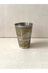 2 ADET ANTİKA İŞLEMELİ BARDAK EL İŞİ PİRİNÇ BARDAK no 66 - 2