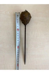 Yuvarlak Topuz Metal Kakmalı1 Adet Antika Rufai Zikir Şişi Ahşap Saplı Şiş no 675 - 2