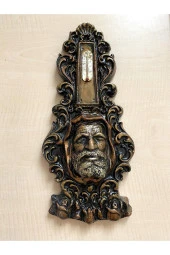 VİNTGE TERMOMETRE ALÇI VE MERMER TOZU KARIŞIMI EL YAPIMI BİBLO - 1