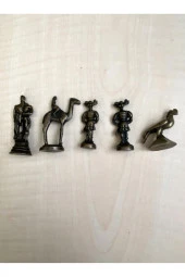 VİNTAGE 5 ADET PİRİNÇ BİBLO VİTRİN SÜSÜ - 4