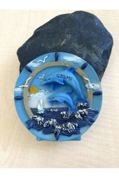 ÇEŞME ALAÇATI VİTRİN SÜSÜ YUNUS BALIĞI TEMALI PORSELEN SÜS - 1