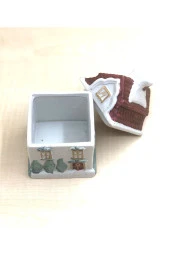 VİNTAGE PORSELEN EV KAPAKLI BİBLO DEKORATİF KUTU NO 13 - 2