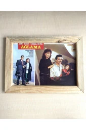 VİNTAGE 27X37CM AHŞAP ÇERÇEVELİ İNCE KARTON YEŞİLÇAM FİLM KARTPOSTALI ÜMİT BESEN AĞLAMA - 1