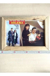 VİNTAGE 27X37CM AHŞAP ÇERÇEVELİ İNCE KARTON YEŞİLÇAM FİLM KARTPOSTALI ÜMİT BESEN AĞLAMA - 3