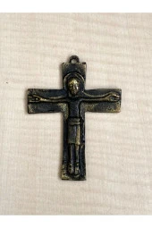 PİRİNÇ HAÇ İSA ÇARMIHA GERİLMİŞ TEMALI OBJE - 1