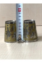 2 AET ANTİKA KALEM İŞLEMELİ BARDAK PİRİNÇ BARDAK - 3