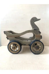 AVRUPA VİNTAGE EL YAPIMI AHŞAP OYUNCAK ÖRDEK BAŞLI OYUNCAK - 1