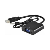 HDMI To VGA Adaptör Ses Destekli + AUX Dönüştürücü Kablosu Krl - 1