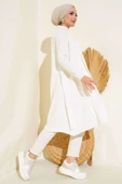 Yandan Dikişli Bağcıklı Hırka Ekru thumbnail 1