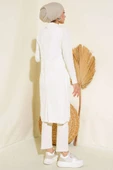 Yandan Dikişli Bağcıklı Hırka Ekru thumbnail 3