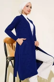 Yandan Dikişli Bağcıklı Hırka Lacivert - 2