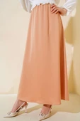 Bel Lastikli Kloş Saten Etek Latte thumbnail 2