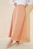 Bel Lastikli Kloş Saten Etek Latte thumbnail 1