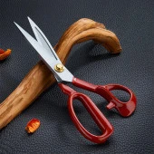 FDMSTAR 10 İnç (25cm) Kırmızı Saplı Profesyonel Paslanmaz Çelik Terzi Makası thumbnail 7