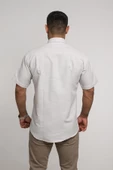Geniş Ve Rahat (Bol) Kesim Cepli Armürlü Klasik Kısa Kol Erkek Gömlek thumbnail 4