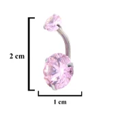 316L Çelik Pembe Zirkon Taşlı Piercing PRC-207 - 4