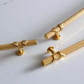 Burç Kulp 224 mm Gold Altın Renk Mobilya Çekmece Mutfak Dolabı Dolap Kulpları Kapak Kulpu Kulb Metal - 6