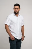 Geniş Ve Rahat (Bol) Kesim Cepli Armürlü Klasik Kısa Kol Erkek Gömlek thumbnail 1