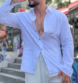 ERKEK UZUN KOLLU KETEN OVERSIZE GÖMLEK - 5