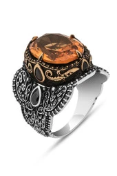 Zultanit Taşlı Oval 925 Gümüş Erkek Yüzük - 2